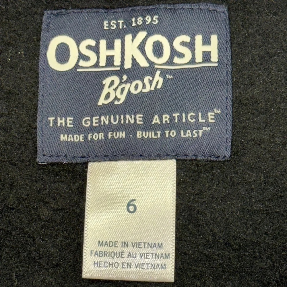 Osh Kosh Navy Blue Boys Hooded Sweatshirt Jacket Kangaroo Pocket Size 6